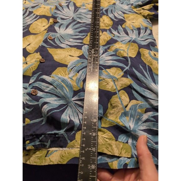 Pussers Island Reserve Blue Tropical Button Up Shirt 100% Silk Size M - Picture 7 of 7